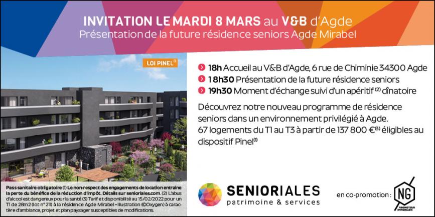 Invitation Presentation Residence Senioriales Agde Mirabel